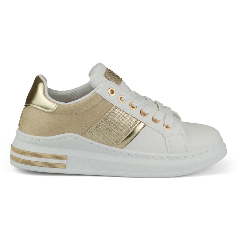 Deportivas casual mujer blancas y beige blanco
