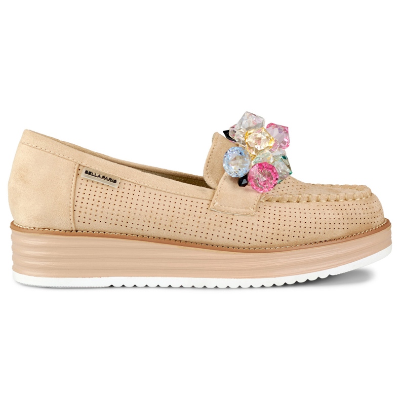 Zapatos plataforma calados beige con adorno