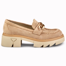 Mocasines beige mujer calados