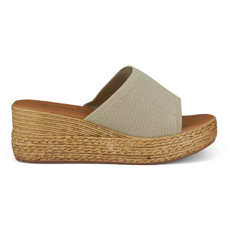 Cómodas zapatillas de casa mujer cuña beige