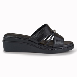 Cómodas zapatillas de cuña elegantes para mujer negro