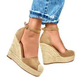 Alpargatas mujer beige oscuro con cuña