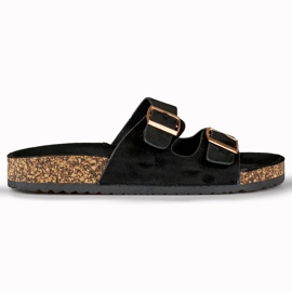 Chanclas negras con suela de corcho negro