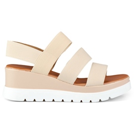Sandalia plataforma baja elastico beige