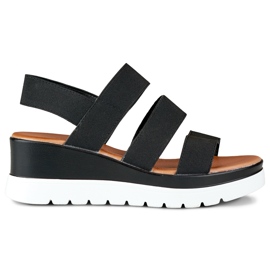 Sandalia plataforma baja elastica negra negro