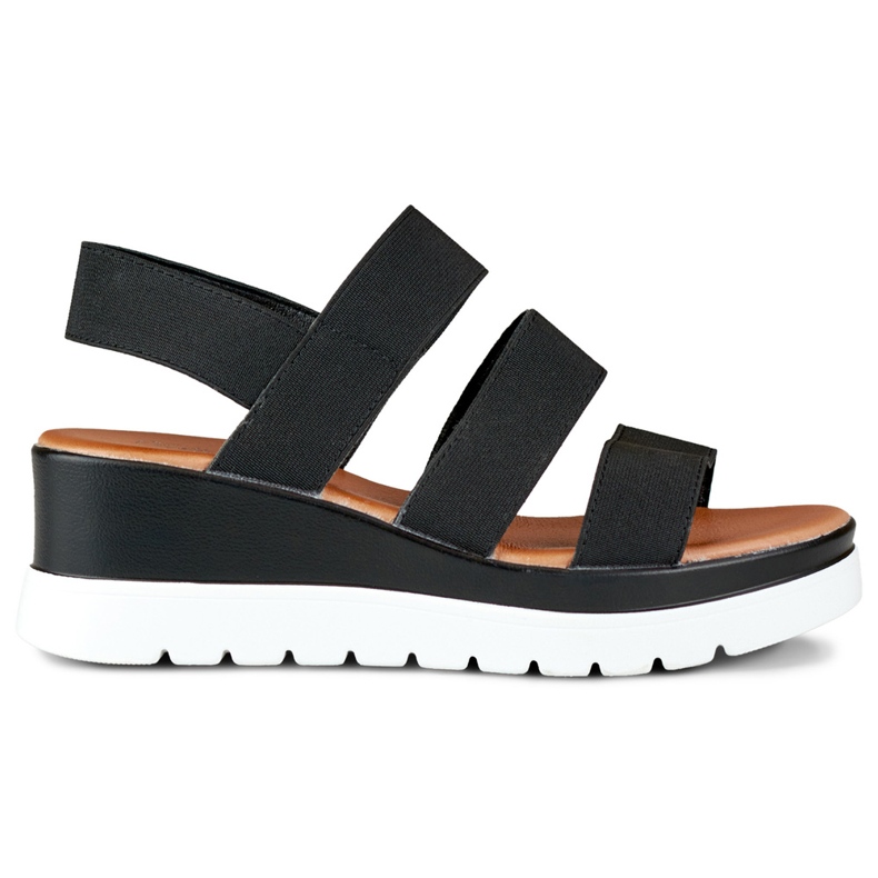 Sandalia plataforma baja elastica negra negro Sandalia plataforma baja elastica negra negro