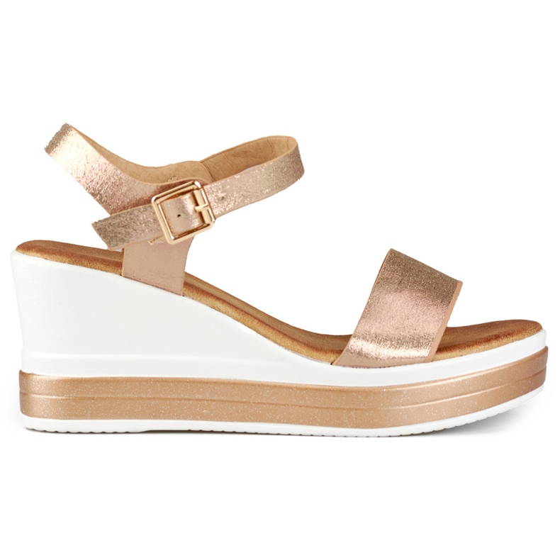 Sandalias cuña mujer cómodas dorado