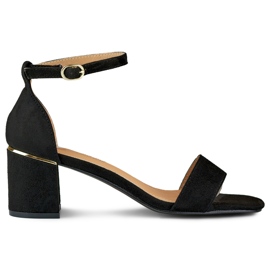 Sandalias negras de tacón bajo con detalle dorado negro Sandalias negras de tacón bajo con detalle dorado negro