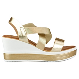 Cómodas sandalias cuña con rayas doradas dorado