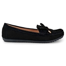 Mocasines negros cómodos con lazo