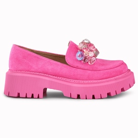 Mocasines rosas con abalorios