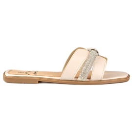 Chanclas de mujer beige con lentejuelas