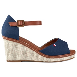 Sandalias mujer cuña azul marino de Tomm