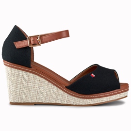 Sandalias negras de mujer con cuña de Tomm negro