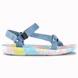 Sandalias deportivas mujer vaqueras con velcro azul