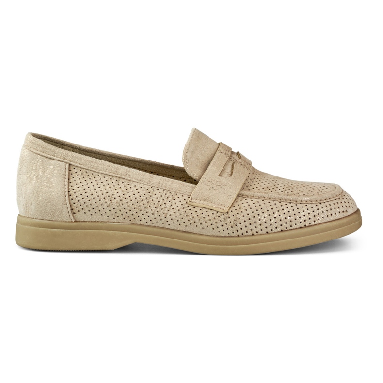 Zapatos mujer calados con brillo dorado beige