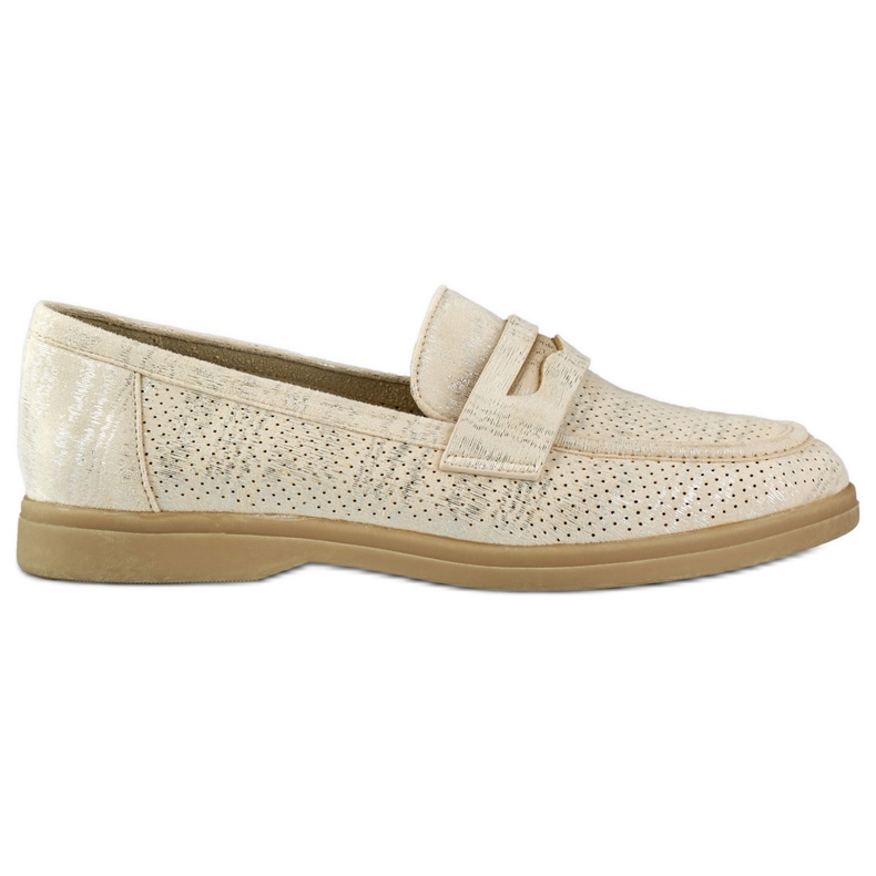 Zapatos mujer calados con brillo plateado beige