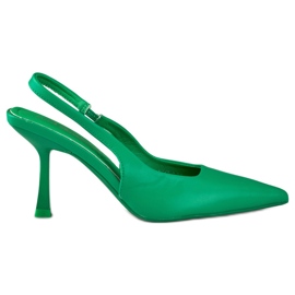 Zapatos de salón verdes con tacón abierto