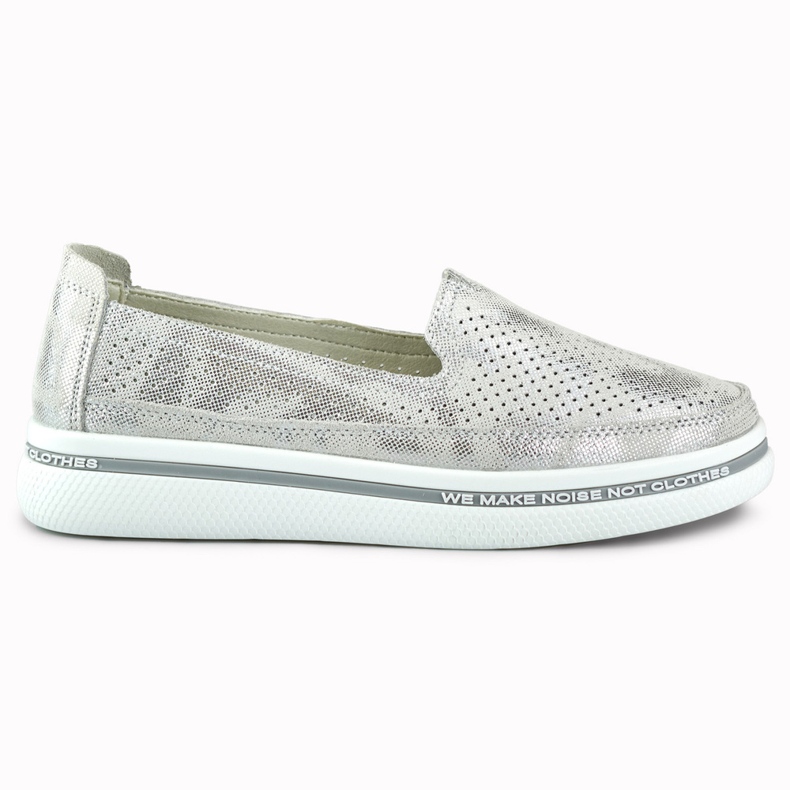 Zapatos mujer piel calados plata