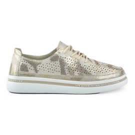 Deportivas doradas para mujer fabricadas en piel genuina dorado Deportivas doradas para mujer fabricadas en piel genuina dorado