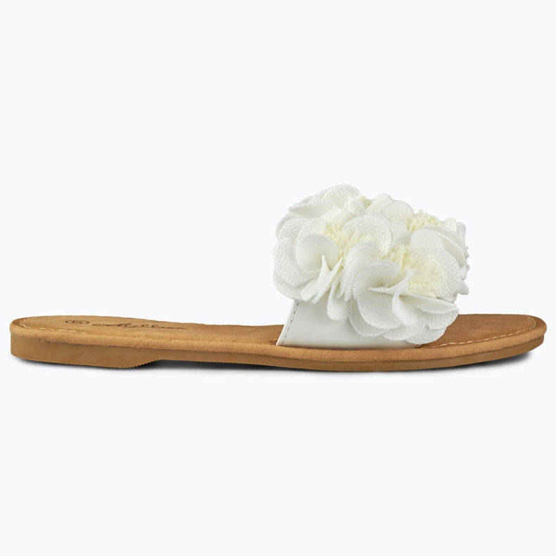 Zapatillas casa mujer flor planas blanco