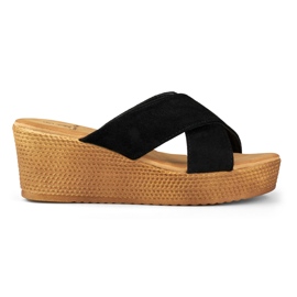 Zapatillas cuña mujer negras negro