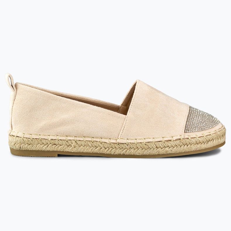 Alpargatas de mujer beige con puntera de lentejuelas