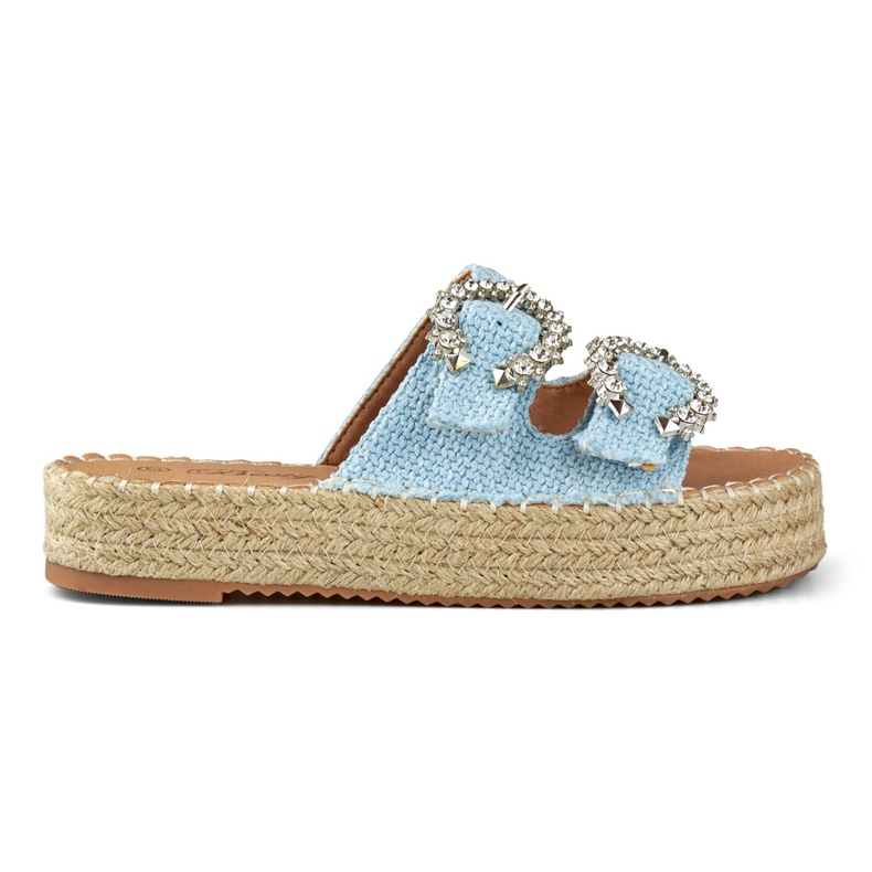 Alpargatas de mujer con hebillas decorativas azul