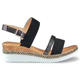 Sandalias negras de mujer con cuña baja negro