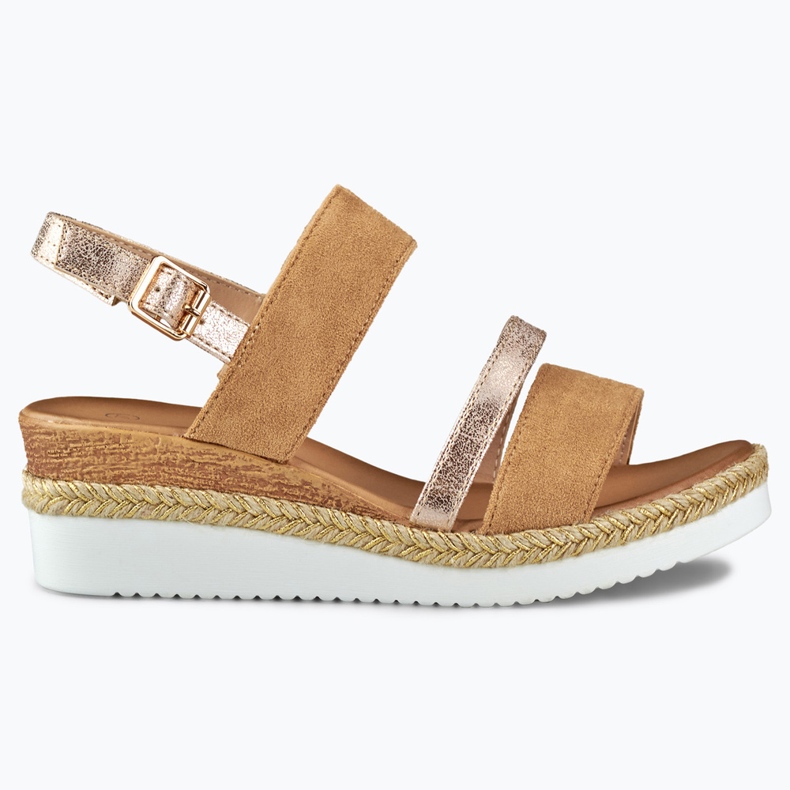 Sandalias beige de mujer con cuña baja