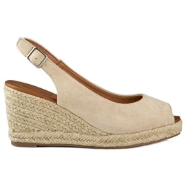 Alpargatas mujer cuña ante beige