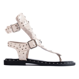 Chanclas de gladiador beige con chorros de Shelovet