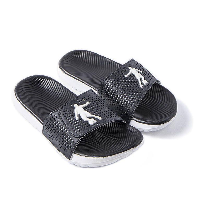 Zapatillas de goma blancas y negras de Atenas negro