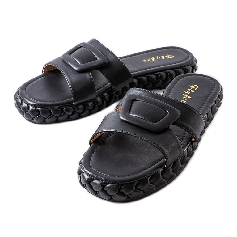 Sandalias de plataforma negras de Francesco. negro