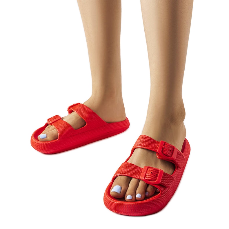 Chanclas de goma rojas con hebillas de Padova rojo