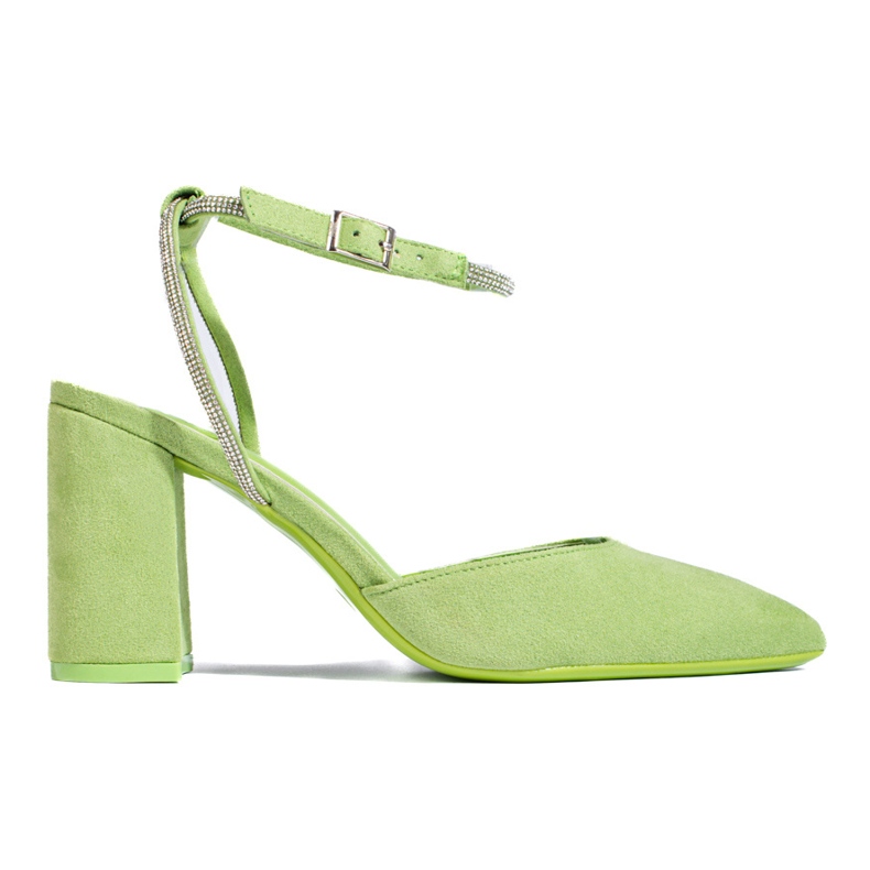 Zapatos de tacón abierto en ante verde de Shelovet