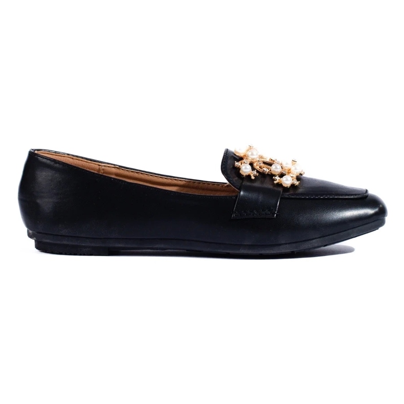 Mocasines de mujer negros con adorno dorado de Shelovet