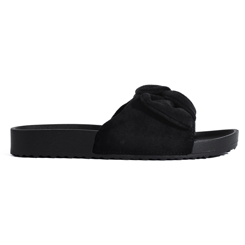 Zapatillas de casa de ante negro para mujer en la plataforma Shelovet