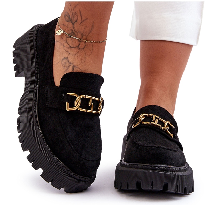 FB2 Mocasines Mujer Ante Plataforma Negro Larey