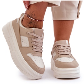 FJ1 Zapatos Deportivos De Mujer En Una Plataforma Masiva Beige Belisso