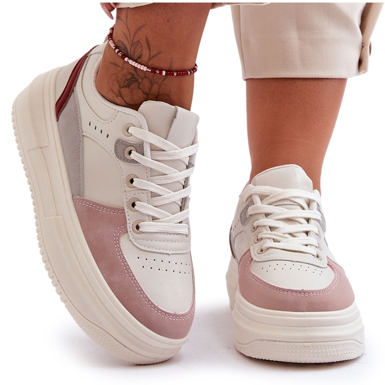FJ1 Zapatos Deportivos De Mujer En Una Plataforma Masiva Blanco Y Rosa Gemma FJ1 Zapatos Deportivos De Mujer En Una Plataforma Masiva Blanco Y Rosa Gemma