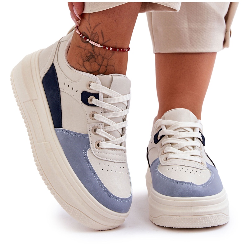 FJ1 Zapatos Deportivos De Mujer En Una Plataforma Masiva Blanco Y Azul Gemma FJ1 Zapatos Deportivos De Mujer En Una Plataforma Masiva Blanco Y Azul Gemma