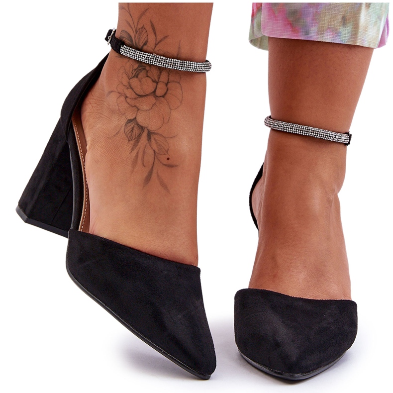 Zapatos De Salón Black Diamond De Ante Con Circonitas Cúbicas negro