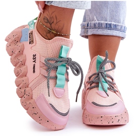 PS1 Zapatillas de moda sin cordones Evolución rosa claro