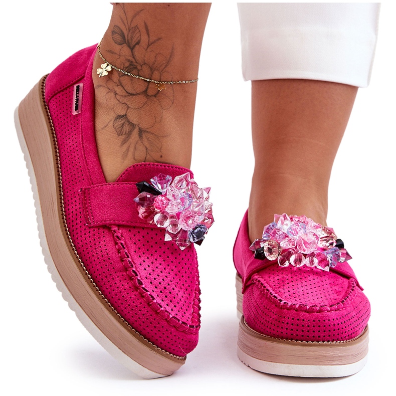 PM1 Mocasines Mujer Plataforma Piedras Fucsia Elonore rosado PM1 Mocasines Mujer Plataforma Piedras Fucsia Elonore rosado