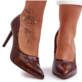 Lewski Shoes Zapatos de tacón alto de cuero de moda Lewski 2659 Marrón