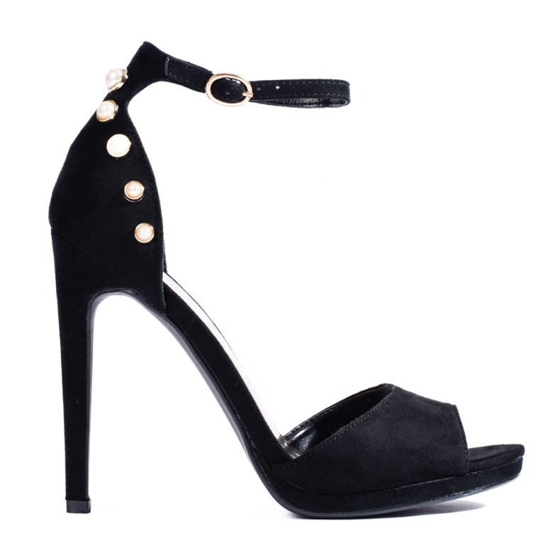 Sandalias de tacón alto en ante negras de Shelovet negro