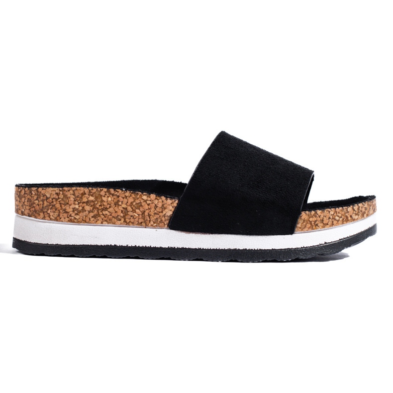 Zapatillas casa de ante negro con suela gruesa Shelovet