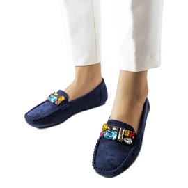 Mocasines marino con plantilla de piel de Bertrand azul