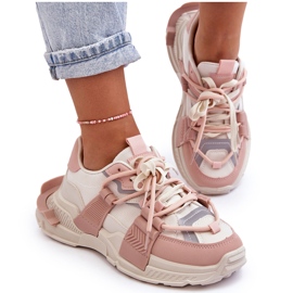 PS1 Deportivas De Mujer Con Cordones De Moda Beige-Rosa ¡Relájate! PS1 Deportivas De Mujer Con Cordones De Moda Beige-Rosa ¡Relájate!